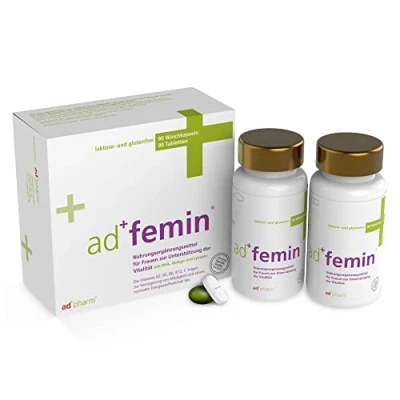 Abbildung von adfemin Vitamine &amp; Mineralien Quartalspackung für Frauen ab 40 Unterstützung Vitalität, Hormonbalance und Immunsystem, mit Algen DHA, Ginkgo Biloba, Lycopin, 180 Stück
