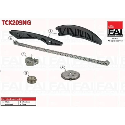 Abbildung von FAI AutoParts TCK203NG Steuerkettensatz ohne Dichtungen, mit Zahnrädern Simplex, Kette geräuscharm HYUNDAI: i20 I Hatchback, i30 Hatchback
