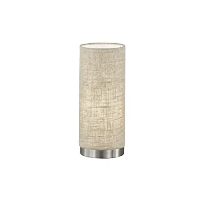 Abbildung von Fischer &amp; Honsel Tischlampe THOR 10cm mit Lampenschirm Zylinder Stoff Beige Nickelfarben