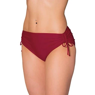 Abbildung von Aquarti Damen Bikinihose mit Raffung und Schnüren, Farbe: Dunkelrot, Größe: 44