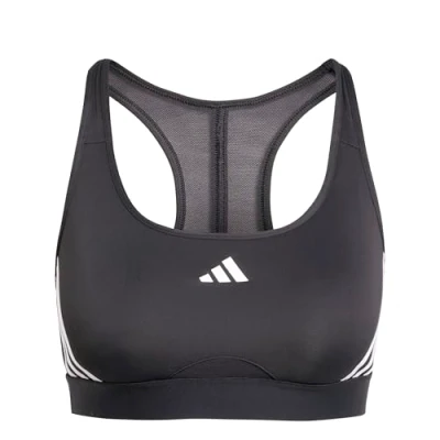 Abbildung von adidas PowerReact Train 3Stipes Bra, Damen Bralette, Schwarz,