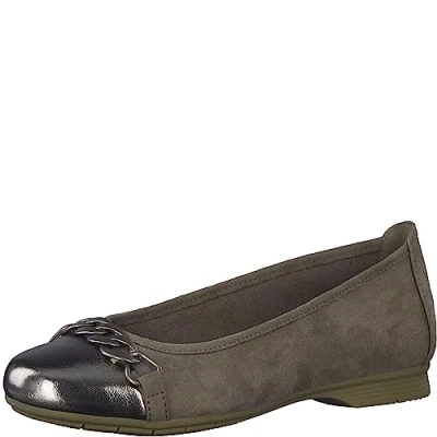 Abbildung von Jana Damen Ballerinas Flach mit Kette Weite H Mehrweite, Braun (Stone), 38 EU