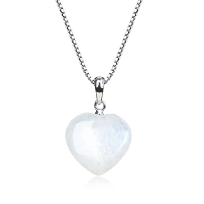 Abbildung von COAI Geschenkideen Damen 925 Sterling Silber Halskette mit Herz Anhänger aus Mondstein Kristalla Kette für Frauen
