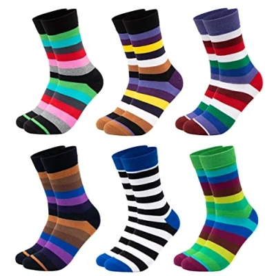 Abbildung von Occulto bunte SOCKEN für HERREN (6 PAAR) aus BAUMWOLLE in verschiedenen MUSTERN, HERRENSOCKEN BUSINESS SOCKEN, RINGELSOCKEN 6 Paar Strips 39 42