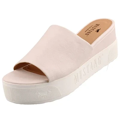 Abbildung von MUSTANG Damen Plateau Pantoletten Beige/Ivory, Schuhgröße:EUR 40
