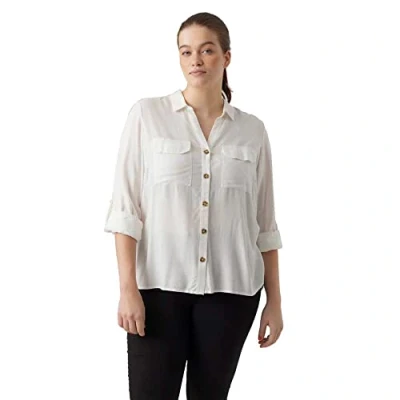 Abbildung von VERO MODA Curve Damen Vmbumpy L/S Shirt New Noos Bluse, Snow White, 48 Große Größen EU