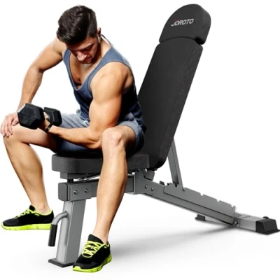 Abbildung von JOROTO Premium Hantelbank Praktische Fitnessbank, geeignet als Schrägbank &amp; Flachbank Bankdrücken Bank für Ganzkörpertraining MD80, Folding Flach Einstellbar Bauch