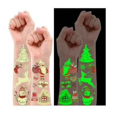 Abbildung von Leesgel Weihnachten Tattoo Kinder, Leuchtende Weihnachts Kinder Kindertattoos, Weihnachtsaufkleber Weihnachtsdeko Weihnachtsstrumpffüller Weihnachtsgeschenke Nikolaus Geschenke