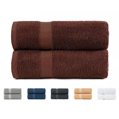 Abbildung von Todocama 2 große Badetücher, 100% Baumwolle, 550 g/m², extra weich, sehr saugfähig und schnell trocknend, Maße 100 x 150 cm, Schokoladenbraun