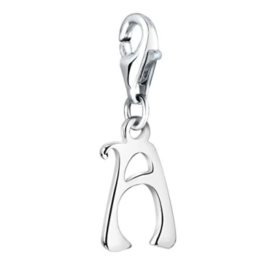 Abbildung von Buchstabe M Karabiner Charm Anhänger aus 925 Sterling Silber vergoldet passend für alle gängigen Charmträger und Bettelarmband, 0401961024