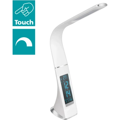 Abbildung von EGLO LED Tischlampe Cognoli, Tischleuchte mit Touch, neutralweiß, dimmbar, Info Display, Wecker, Schreibtischlampe aus Kunststoff, Bürolampe in Weiß
