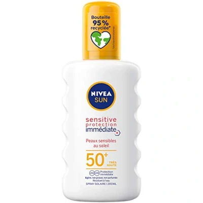 Abbildung von NIVEA SUN Sonnenspray Sensitive Sofortschutz LSF 50+ (1 x 200 ml), Sonnenschutz geeignet für empfindliche Haut, leichter &amp; fettfreier