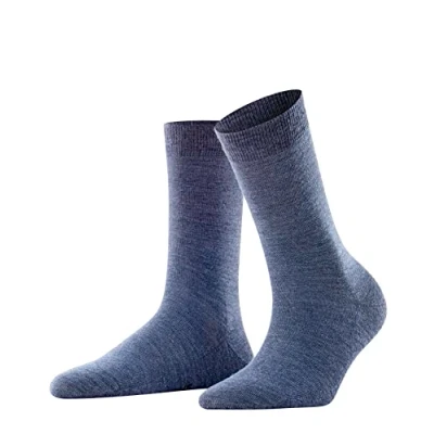 Abbildung von FALKE Damen Socken Softmerino W So Wolle Baumwolle einfarbig 1 Paar, Blau Dark Blue Melange 6688, 35 36