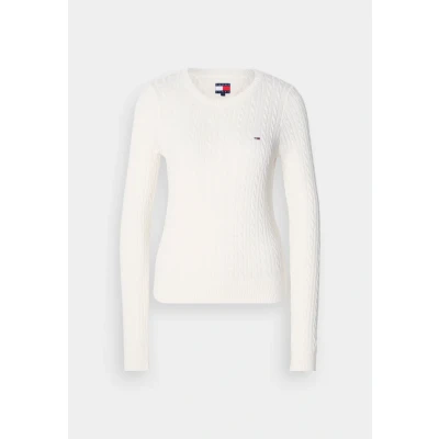Abbildung von Tommy Jeans Cable Essential Sweater Strickpullover, Damen, Größe: Medium, Ancient white