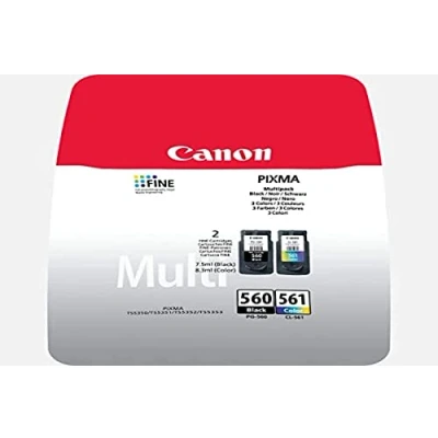 Abbildung von Canon PG 560 CL 561 BLISTER Vorteilspack 2 Tintenpatronen (Schwarz Farbe) (Veraltete Kunststoffverpackung 2018)