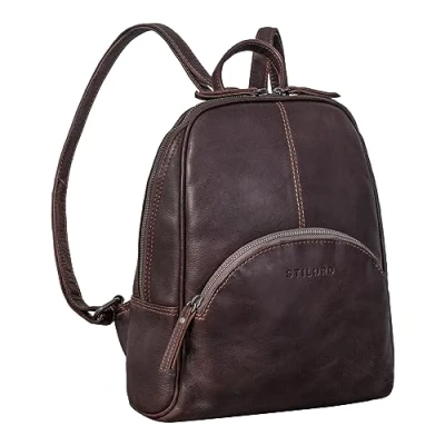 Abbildung von STILORD &#039;Margot&#039; Daypack Damen Leder Klein Vintage Rucksack für Frauen Anti Diebstahl Rucksackhandtasche Städtetrips Tagesrucksack Echtleder, Farbe:torres braun