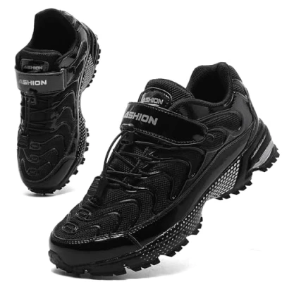 Abbildung von ASHION Turnschuhe Kinder Sneaker Sportschuhe Kinderschuhe Mesh Atmungsaktiv Outdoor Laufschuhe(All Schwarz,31EU)