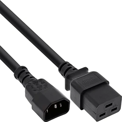 Abbildung von InLine 16659I Netz Adapterkabel, IEC 60320 C14 auf C19, 3x1,5mm², max. 10A, schwarz, 0,5m