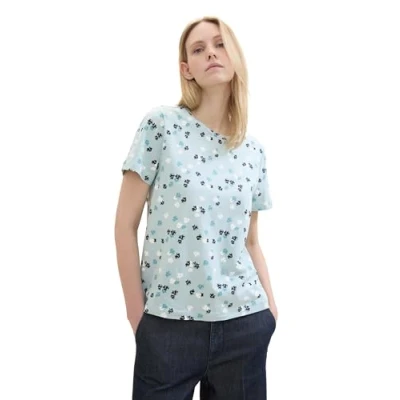 Abbildung von TOM Tailor Tshirt print, Damen, Größe: Large, Blue offwhite flower