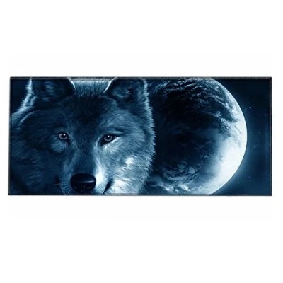 Abbildung von Silent Monsters Mauspad XXL 900 x 400 mm großes Mousepad Wolf Vernähter Rand rutschfest für Gaming Büro Office Homeoffice Tastatur 90 40 cm groß Mouse Pad Mat alle Maus Arten