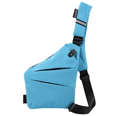 Abbildung von Ovecat Unisex Anti Diebstahl Schärpe Sling Crossbody Bag, hellblau