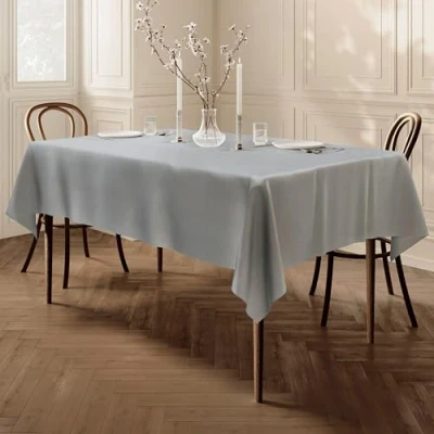 Abbildung von HomeDirect Qualitäts Tischdecke Textil Eckig 150 x 250 cm, Farbe wählbar Zink Hellgrau