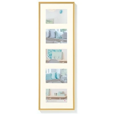 Abbildung von walther design Bilderrahmen gold 5X 10x15 cm Galerie mit Passepartout, New Lifestyle Kunststoffrahmen KV515G