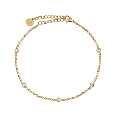 Abbildung von GD GOOD.designs Zirkonia Fußkette wasserfest (Silber) I Edelstahl Fußkettchen mit funkelnden Dots Damen Fußschmuck Kristall versilbert