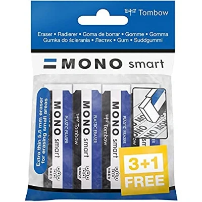 Abbildung von Tombow ET ST 4P Radierer MONO smart, für feinstes Radieren, 9 g, Sparpack, 4 Stück