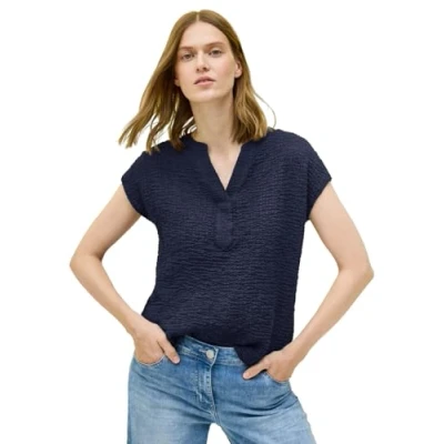 Abbildung von CECIL Damen B345827 Strukturbluse, Urban Navy Blue, XXL