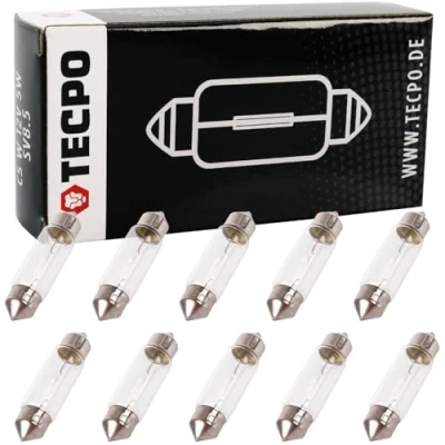 Abbildung von TECPO 10x C5W Soffitte Autolampe Glühbirne 12V 5W 38 mm Kennzeichenbeleuchtung