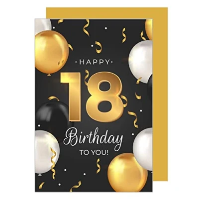 Abbildung von Edition Seidel Premium Glückwunschkarte zum 18. Geburtstag mit Umschlag. Geburtstagskarte Grusskarte Billet Luftballons Karte Happy Birthday Mann Frau Teenager (GZ351 18 SW023)