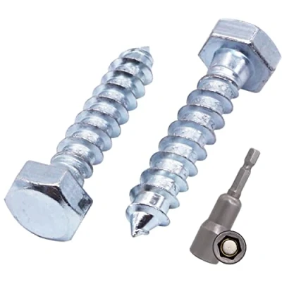 Abbildung von SKIR&#039;CO (50 Stück) DIN 571 verzinkter Stahl Sechskant Holzschrauben M8 x 40 mm, Schrauben, Sechskantschraube, Schlüsselschrauben (mit magnetischem Bit)