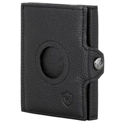 Abbildung von VON HEESEN Airtag Slim Wallet mit Münzfach &amp; RFID Schutz Portmonee Herren klein aus echtem Leder Mini Geldbörse Kreditkartenetui Kartenetui Portemonnaie Geldbeutel (Schwarz)