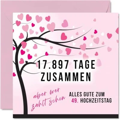 Abbildung von Stuff4 49. Hochzeitstag Karte Liebe 17897 Tage Zusammen 49 Jahrestag Geschenke für Mein Mann Ehemann Meine Frau Ehefrau, 145mm Lustig Glückwunschkarten