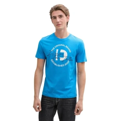 Abbildung von TOM Tailor Denim Printed Tshirt print, Herren, Größe: Medium, Bright ibiza blue