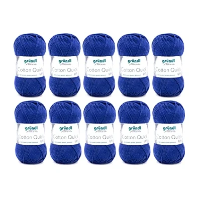 Abbildung von Gründl Cotton Quick Uni, 10 Knäuel à 50 g (strapazierfähige und langlebige Wolle, pflegeleichtes waschbares Garn aus 100% Baumwolle, / 125 m, Nadelstärke: 3 4, x g), Marineblau