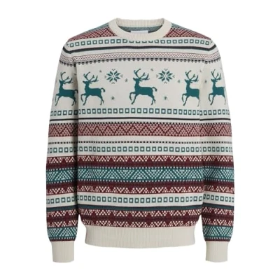 Abbildung von Jack &amp; Jones Jorsnowball CREW NECK Strickpullover, Herren, Größe: Medium, Moonbeam