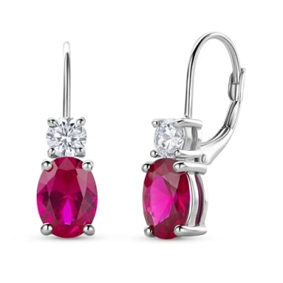 Abbildung von MIORE Schmuck, Ohrhänger Damen, Ohrringe Silber 925, Damenohrringe mit Rubin und Zirkonia, rot, Creolen Ohrschmuck