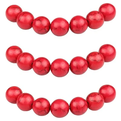 Abbildung von MJDCB Perlen zum Auffädeln 8mm 45 stück Synthetische Rot Türkis mit Loch Lose Runde Steinperlen für Herstellung Schmuck Armbänder Halsketten