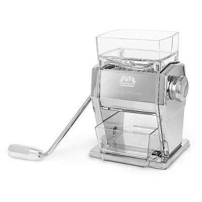 Abbildung von Marcato Marga Mühle für Getreide, Getreidemühle, hausgemachte Mehlmaschine, aus Stahl und Aluminium, 6 Mahlpositionen, 2 Oberflächen Flocken oder Mehl, hergestellt in Italien