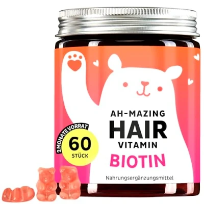 Abbildung von Bears with Benefits Biotin Hochdosiert Gummibärchen Haarvitamine unterstützen normales Haarwachstum &amp; Haarpflege 5000μg Zink B6 Haut Haar Nägel Komplex 60 Stück Vegan​