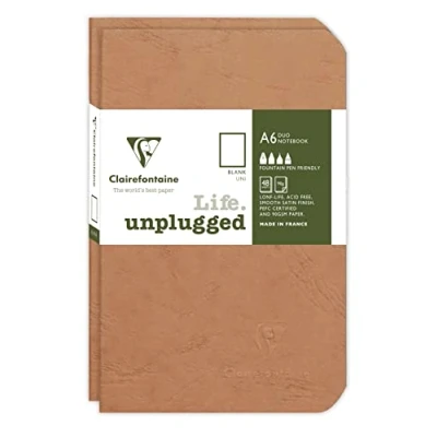 Abbildung von Clairefontaine 734186C Age Bag DUO Set aus 2 Notizheften 9x14cm , geheftet, 48 Blatt 90g, blanko Braun, 1