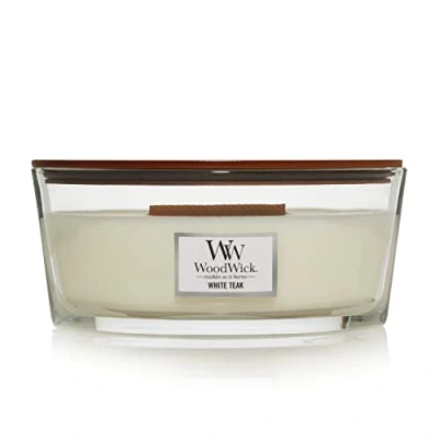 Abbildung von Woodwick Ellipse JAR White TEAK Duftkerze, Größe: 453.6 g,