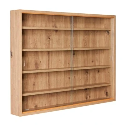 Abbildung von Inter Link Sammlervitrine Hängevitrine Wandregal Glasvitrine Wandvitrine Hängeregal Schaukasten MDF Eiche Artisan Nachbildung (80x60x9.5 cm) Artisario