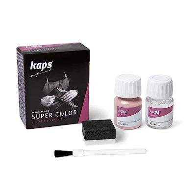 Abbildung von KAPS Professional Lederfarbe &quot;Super Color&quot; + &quot;Preparer&quot; für Naturleder, Synthetik und Textil (je 25 ml) zur Pflege Reparatur von Lederschuhen in Verschiedenen Farben (124 Rosa)