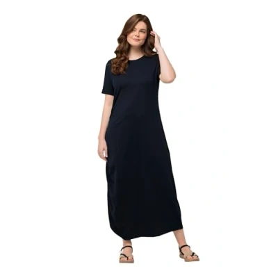 Abbildung von Ulla Popken Ronde HALS Korte Mouwen Maxikleid, Damen, Größe: 50/52, Navy blue
