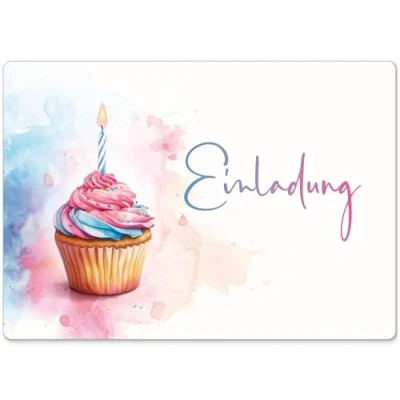 Abbildung von beriluDesign 12 Einladungskarten zum Kindergeburtstag Geburtstagseinladung Muffin Cupcake (Muffin)
