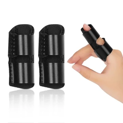 Abbildung von supregear Kinder Fingerschienen, 2 Stück Verstellbare Fingerstütze, Fingerstabilisator mit Eingebautes Aluminiumband für Gebrochene, Verstauchte, Sehnenentzündung und Geschwollene Finger, Schwarz