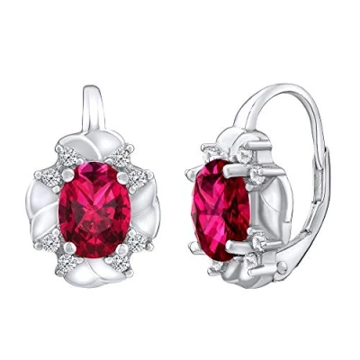 Abbildung von SILVEGO Damen Ohrringe aus 925 Sterling Silber mit synthetischem Rubin